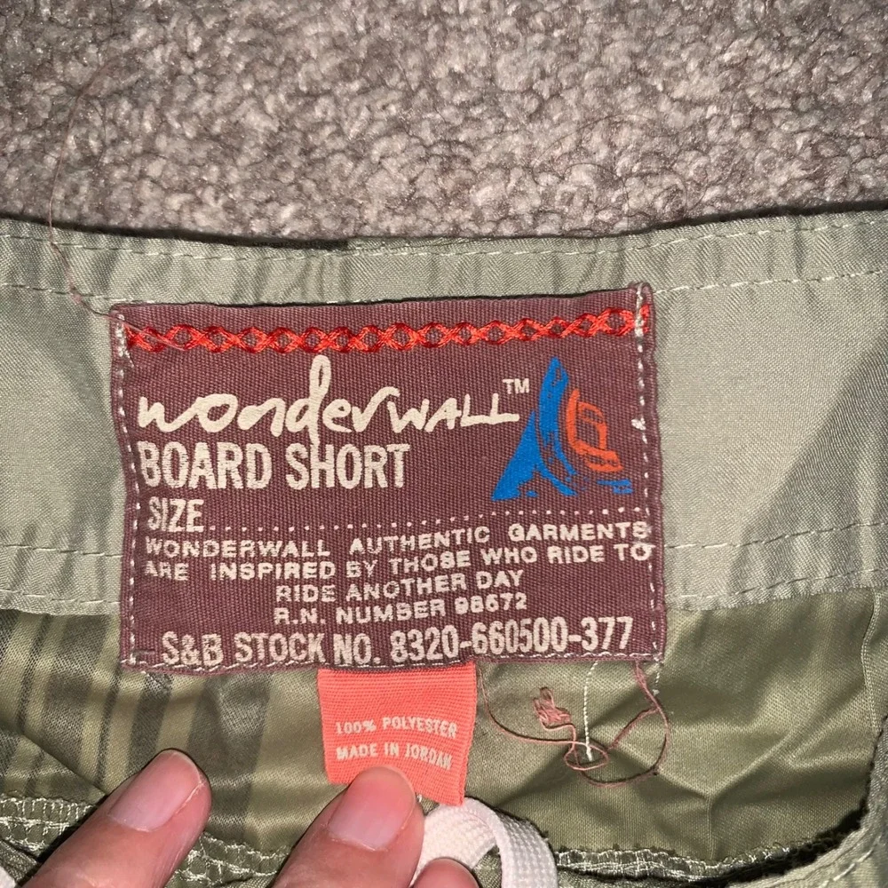 Wonderwall Mens Plaid Board Shorts Size 30 Sage Green Swim Trunks Surf